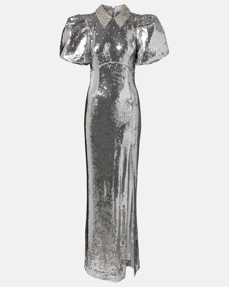 Rebecca Vallance Robe Olympia mit Pailletten und Kristallen Silber