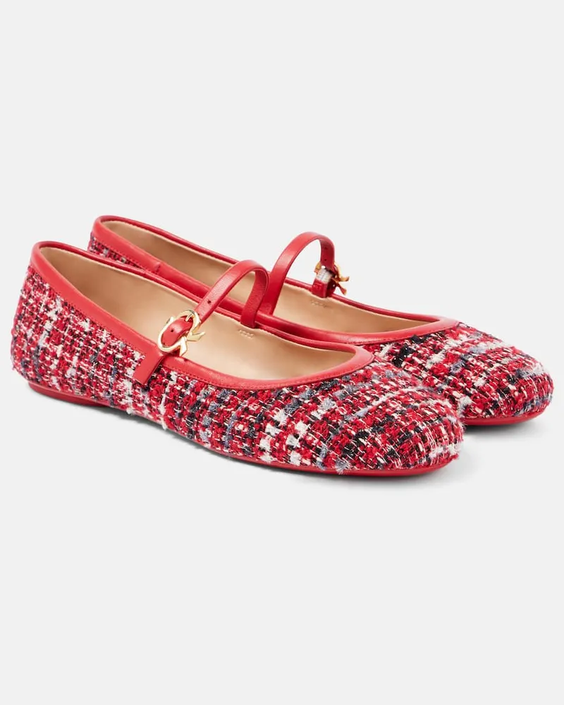 Gianvito Rossi Mary-Jane-Ballerinas Carla aus Bouclé Rot