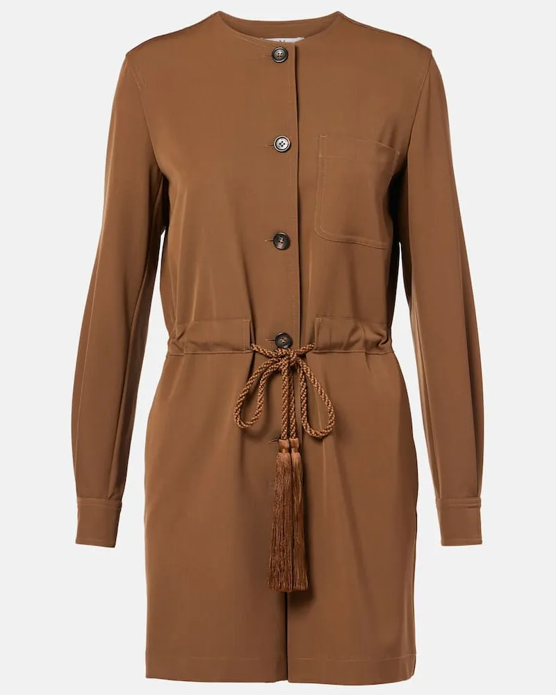 Max Mara Playsuit Maine aus Woll-Gabardine Braun