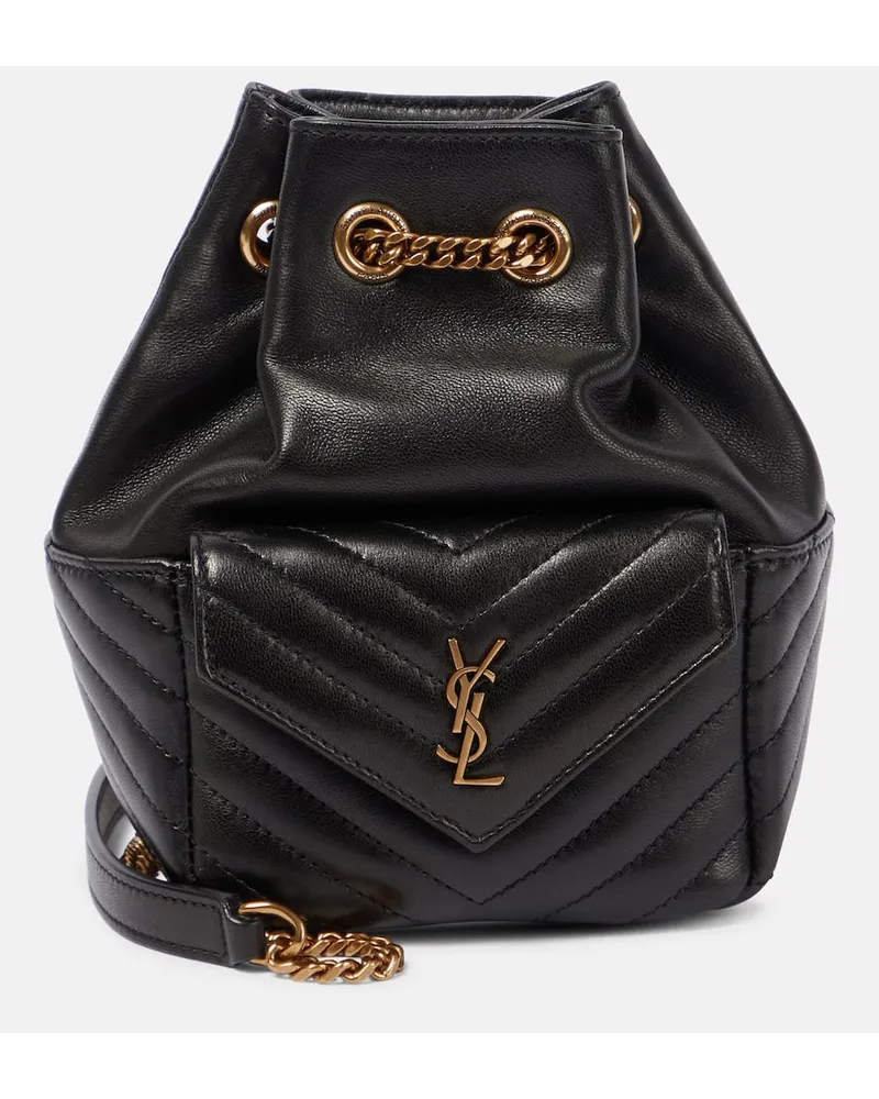 Saint Laurent Bucket-Bag Joe Mini aus Leder Schwarz