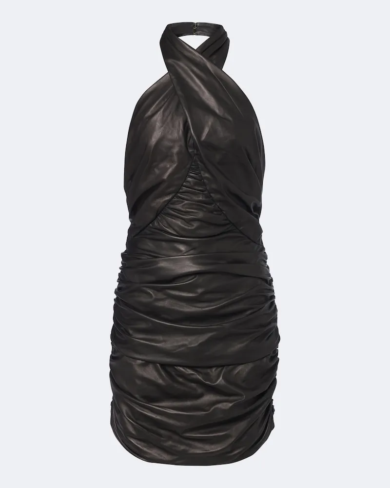 Balmain Minikleid aus Leder Schwarz