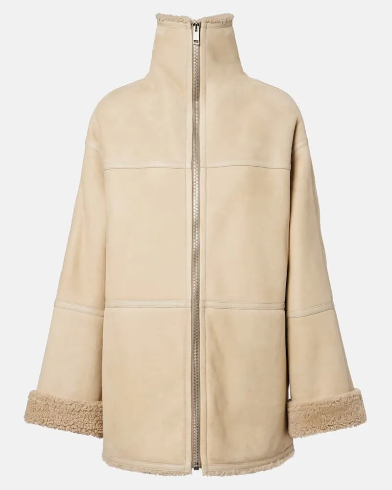 Yves Salomon Wendbare Jacke aus Leder und Shearling Beige