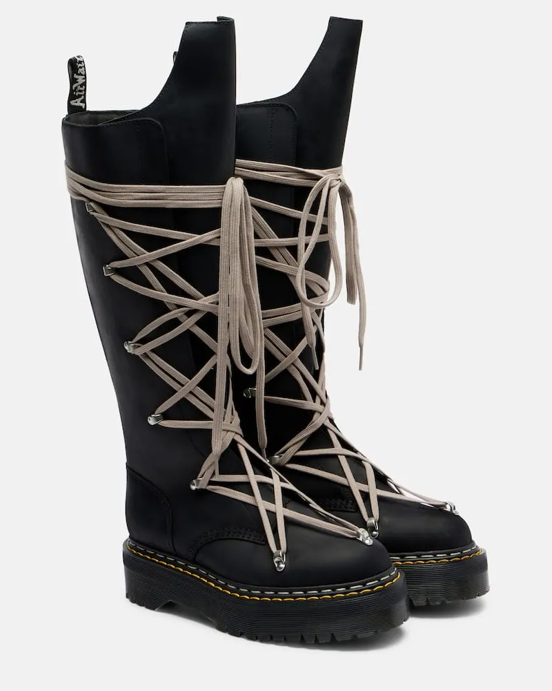 Rick Owens X Dr. Martens Stiefel 1B60 Quad Sole Pentalace Schwarz