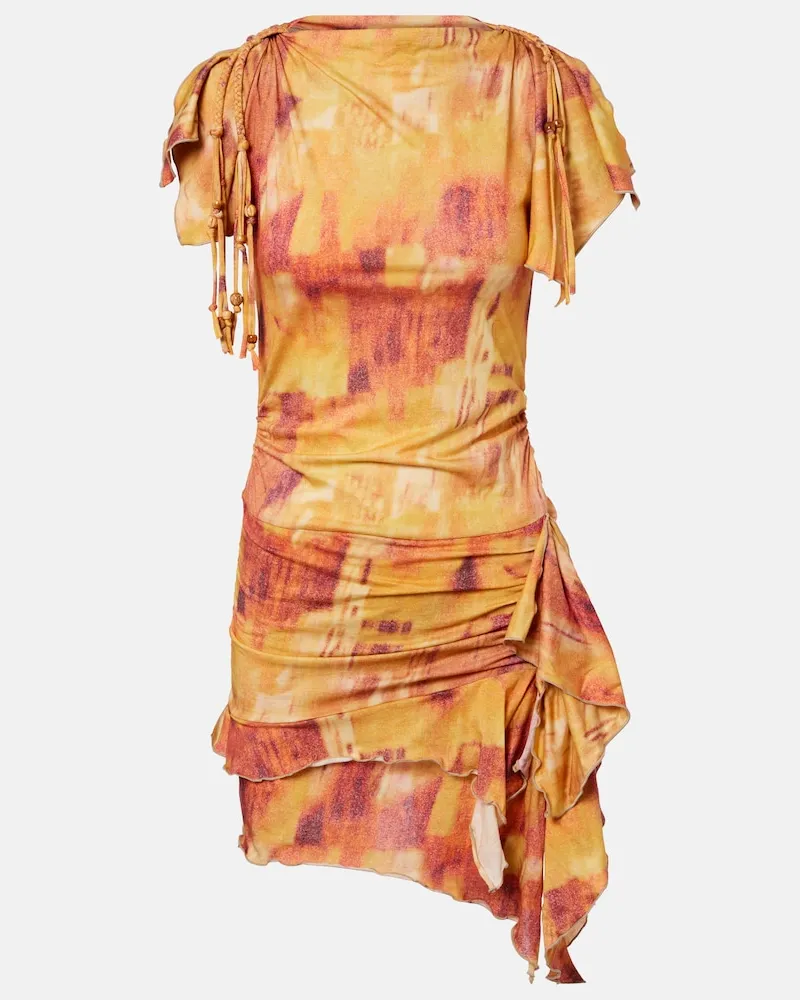 Isabel Marant Verziertes Minikleid Janick aus Baumwoll-Jersey Multicolor