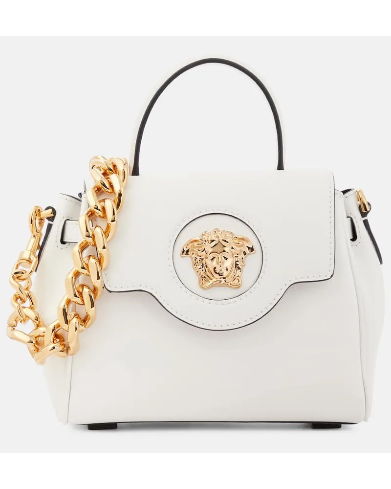 Versace Tote La Medusa Small aus Leder Weiss