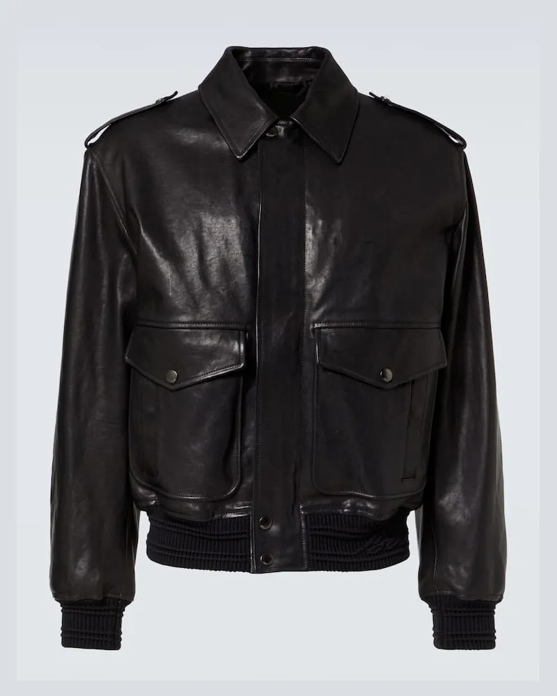 Burberry Bomberjacke aus Leder Schwarz