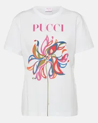 Emilio Pucci Bedrucktes T-Shirt aus Baumwoll-Jersey Weiss