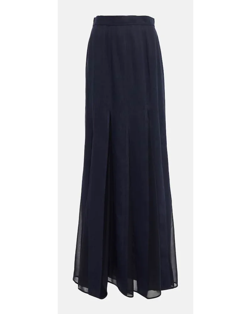 Max Mara Maxirock Nicia aus Leinen und Baumwolle Blau