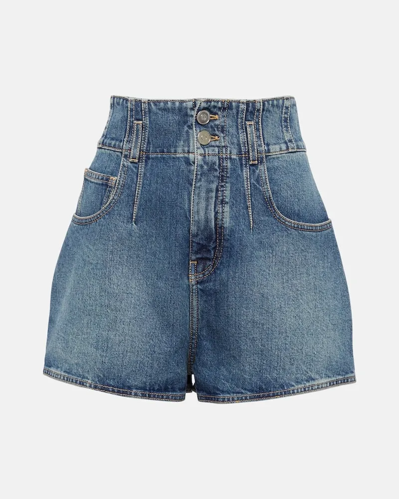 Alaïa Alaïa High-Rise Jeansshorts Blau