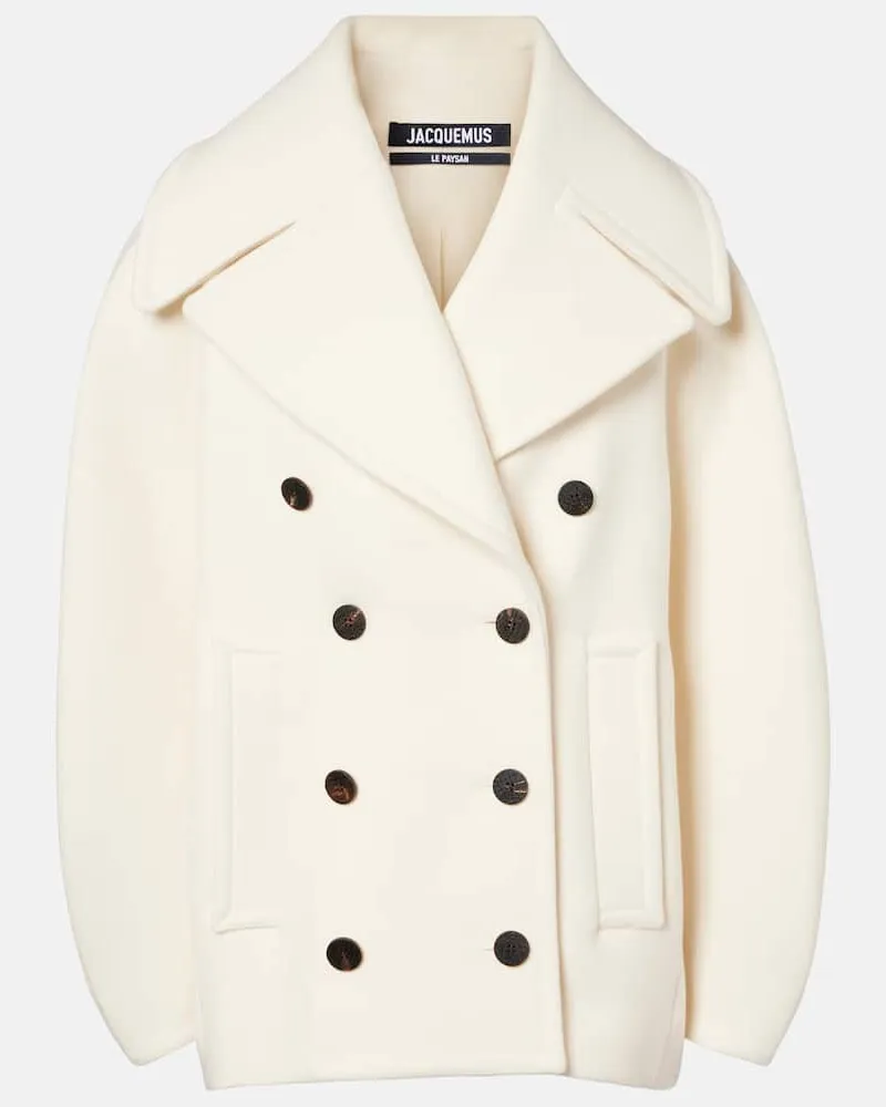 Jacquemus Cabanjacke Ovalo aus Schurwolle Weiß