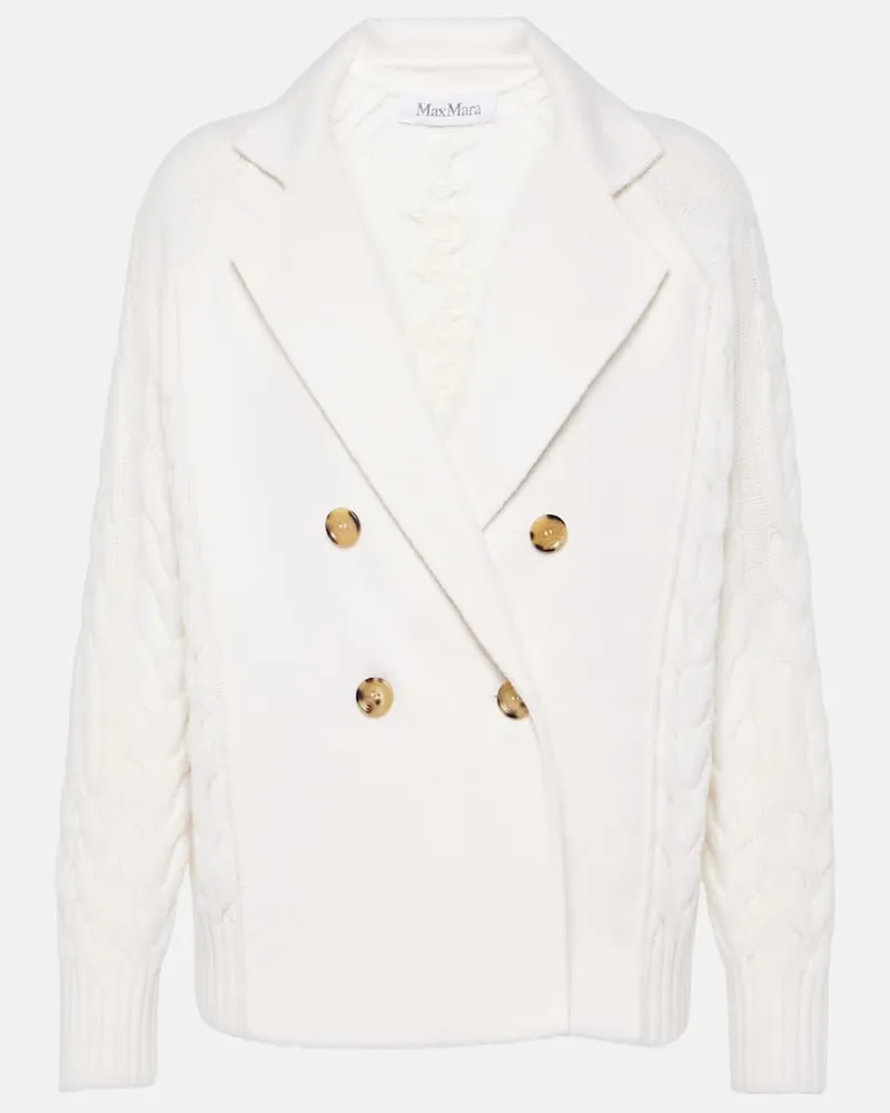 Max Mara Cardigan Micio aus Wolle und Kaschmir Weiß
