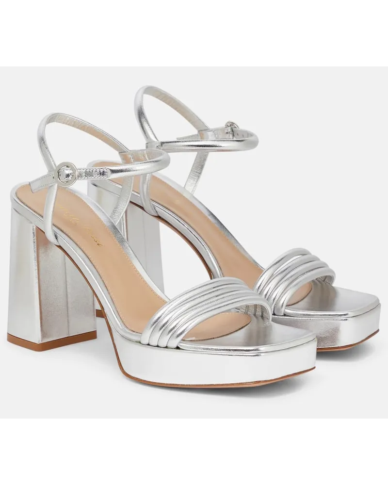 Gianvito Rossi Plateausandalen Lena aus Leder Silber