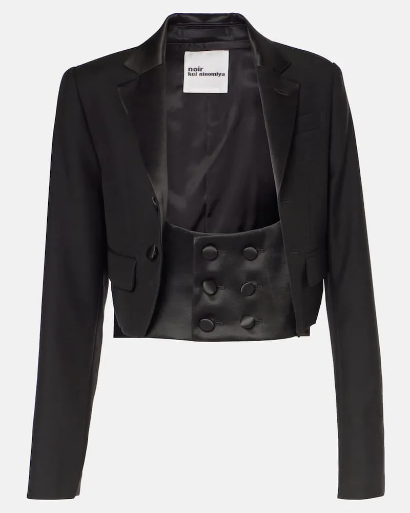 Noir Kei Ninomiya Cropped-Jacke aus Wolle, Mohair und Seide Schwarz