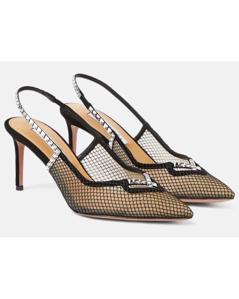 Aquazzura Verzierte Slingback-Pumps Forbidden Love 75 Schwarz