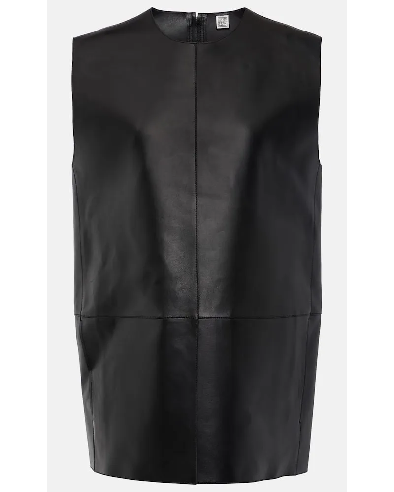 Totême Top aus Leder Schwarz