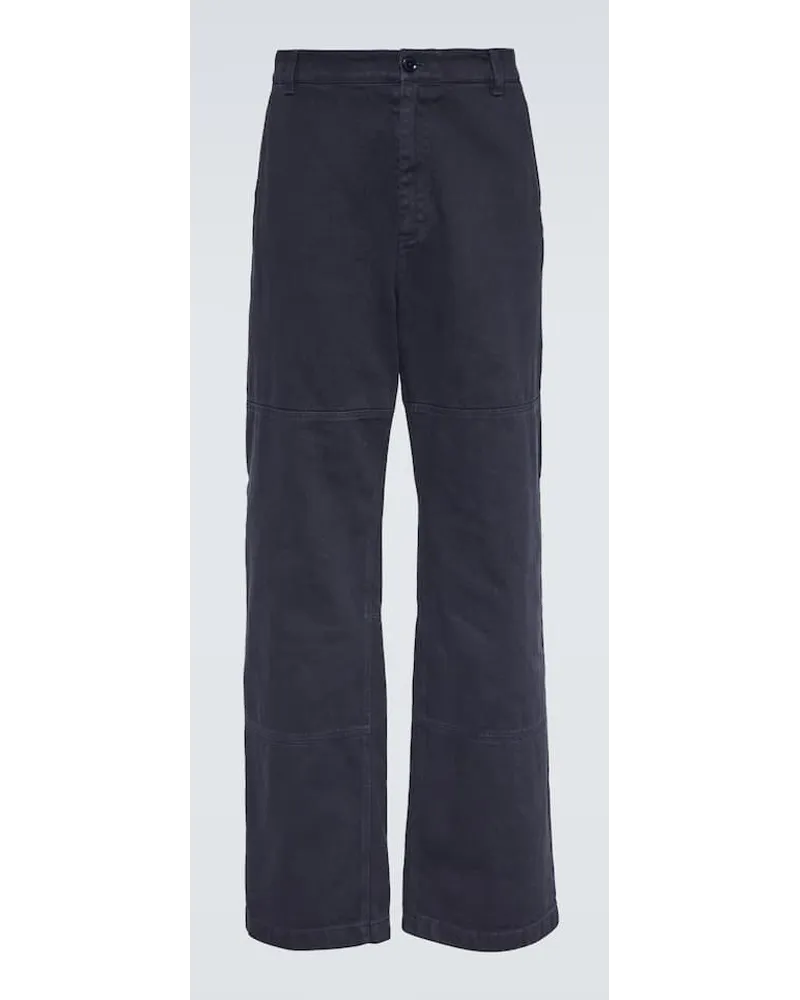 Dolce & Gabbana Gerade Mid-Rise-Hose aus Baumwolle Blau