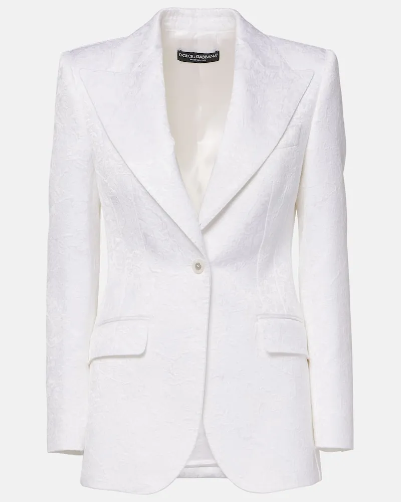 Dolce & Gabbana Blazer Capri Turlington aus Brokat Weiß