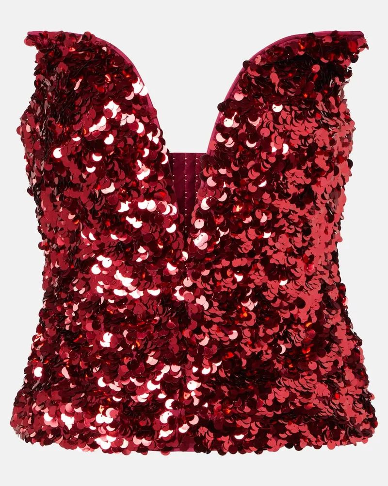 Self-Portrait Top mit Pailletten Rot