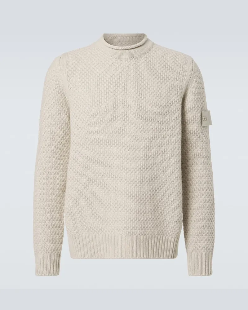 Stone Island Pullover Compass aus Wolle Beige