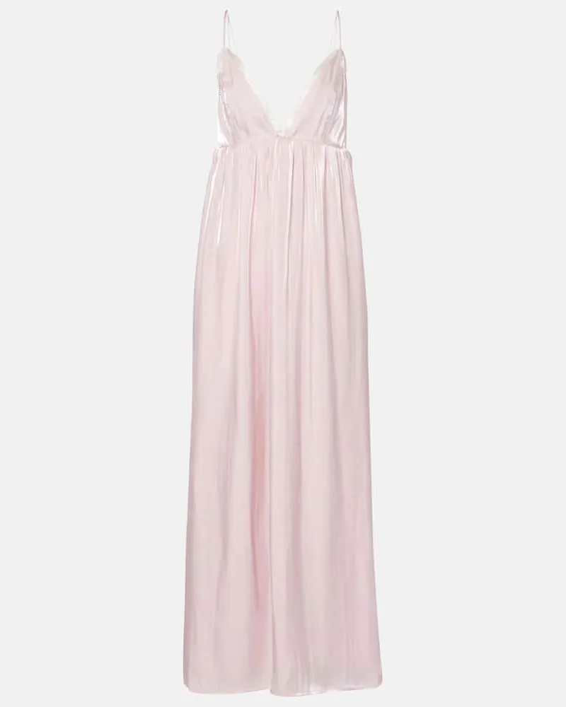 Ganni Maxikleid aus Satin Rosa