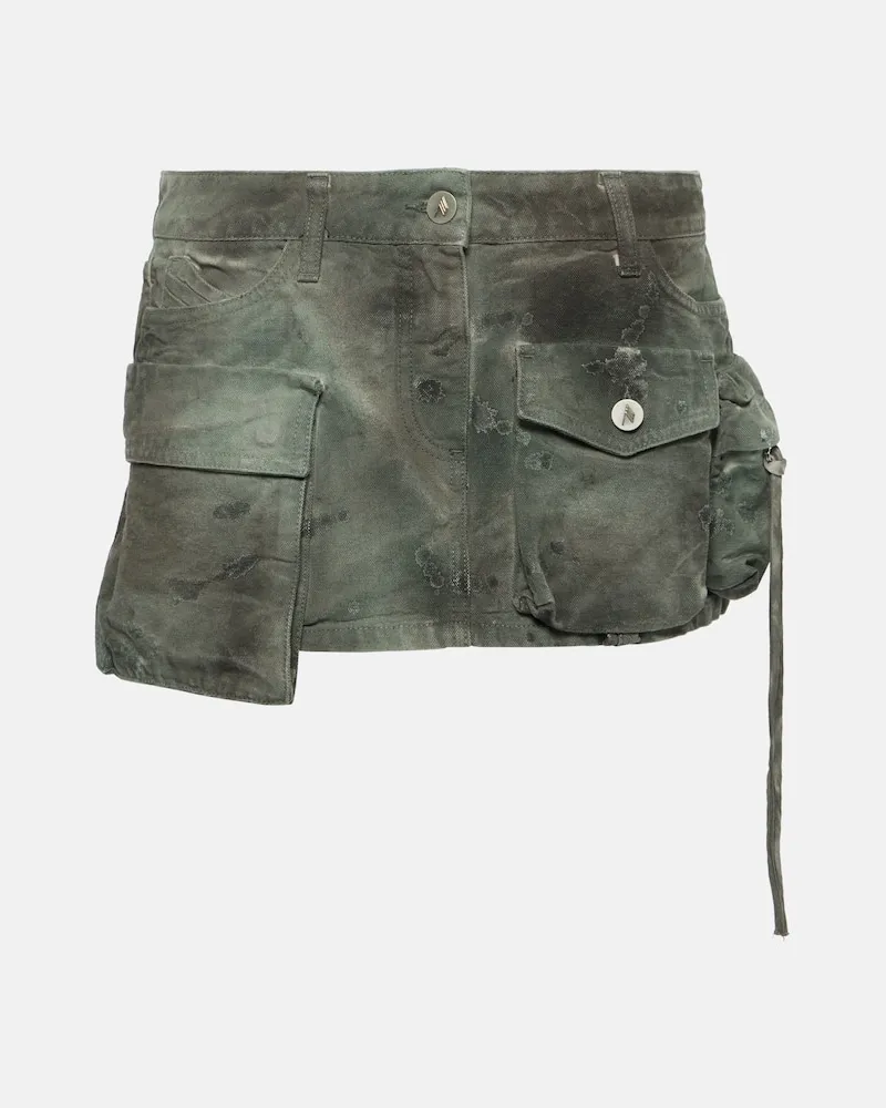 ATTICO Low-Rise-Minirock aus Denim Grün