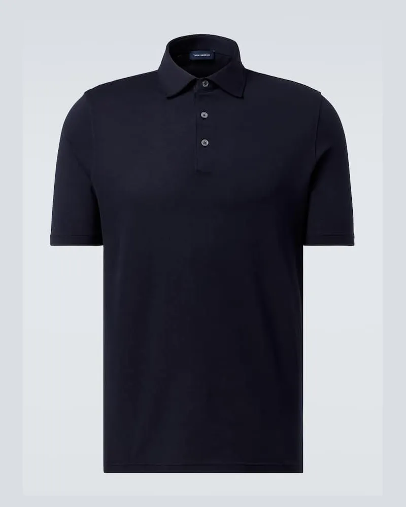 Thom Sweeney Polohemd aus Baumwoll-Piqué Blau