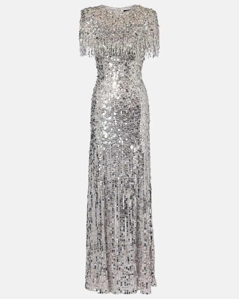 Jenny Packham Robe Eugenie mit Pailletten Grau