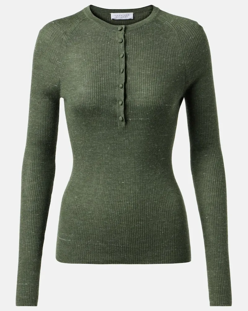 Gabriela Hearst Henley-Top Anges aus Kaschmir, Seide und Hanf Grün