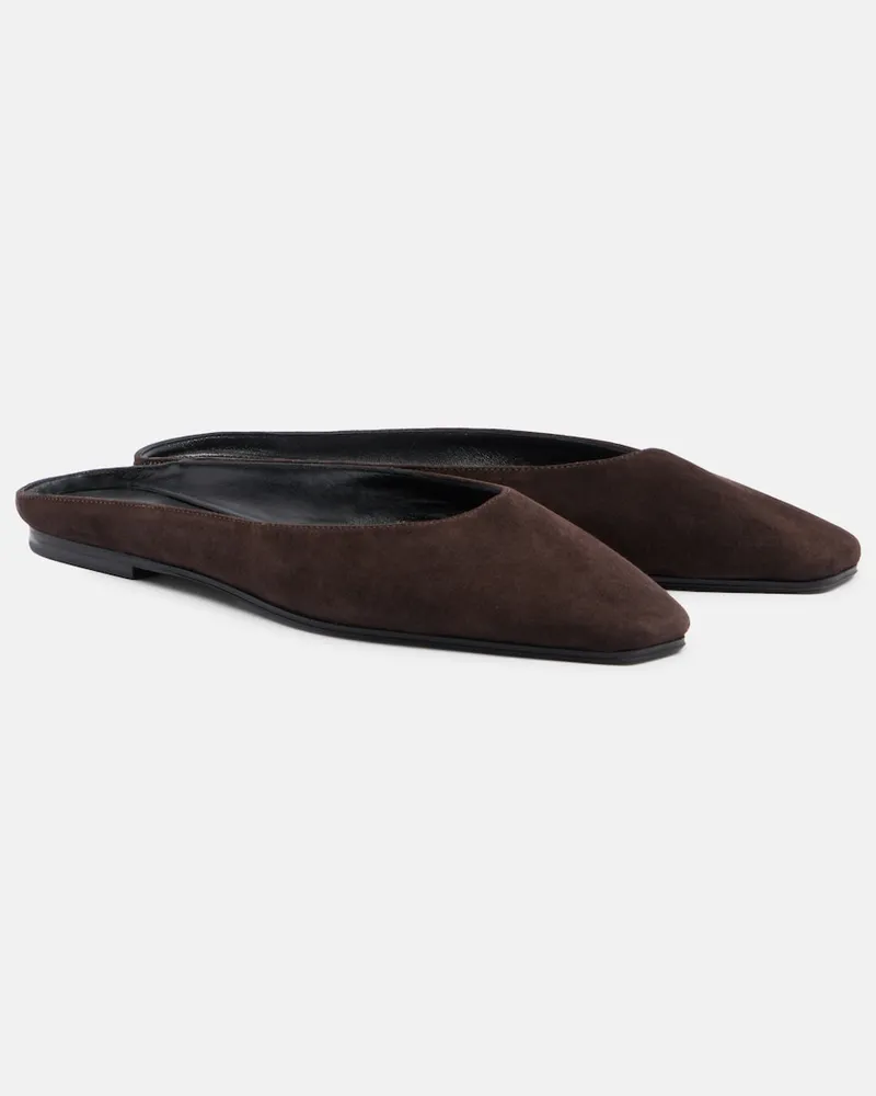 The Row Slippers June aus Veloursleder Braun