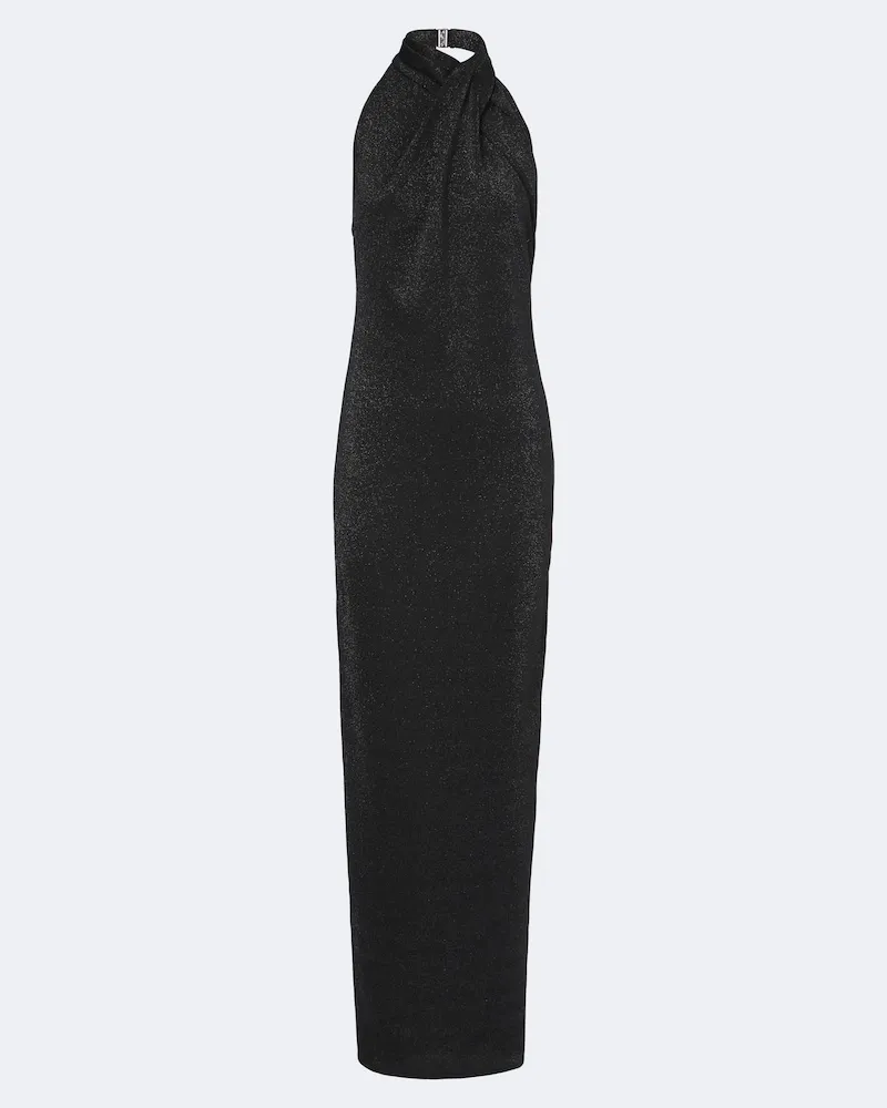 Balmain Robe aus Lamé Schwarz