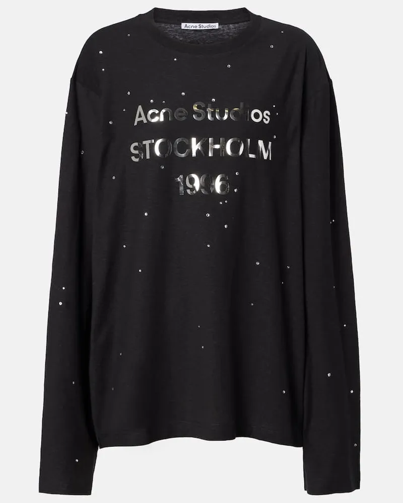 Acne Studios Longsleeve aus Jersey mit Kristallen Schwarz