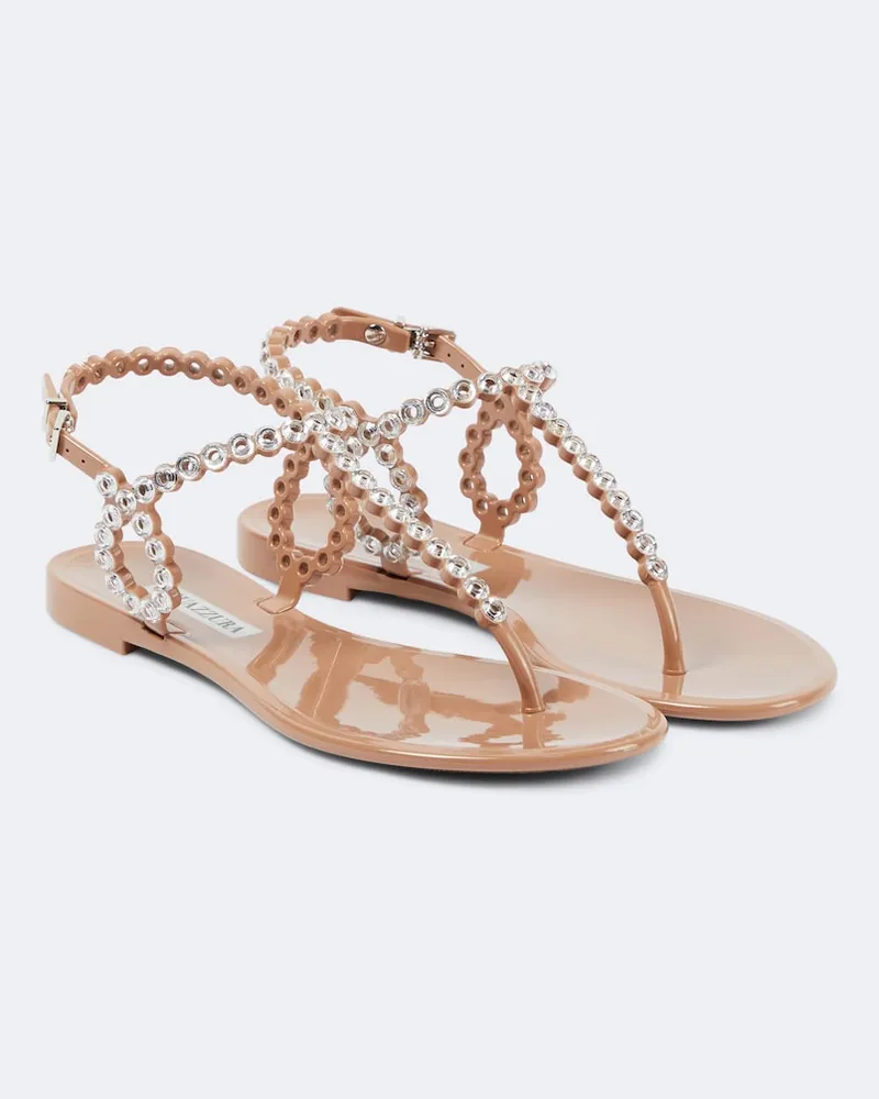 Aquazzura Sandalen Almost Bare mit Kristallen Beige