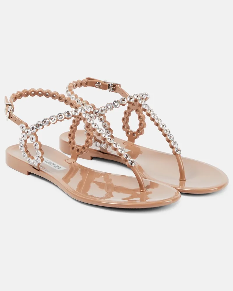 Aquazzura Sandalen Almost Bare mit Kristallen Beige