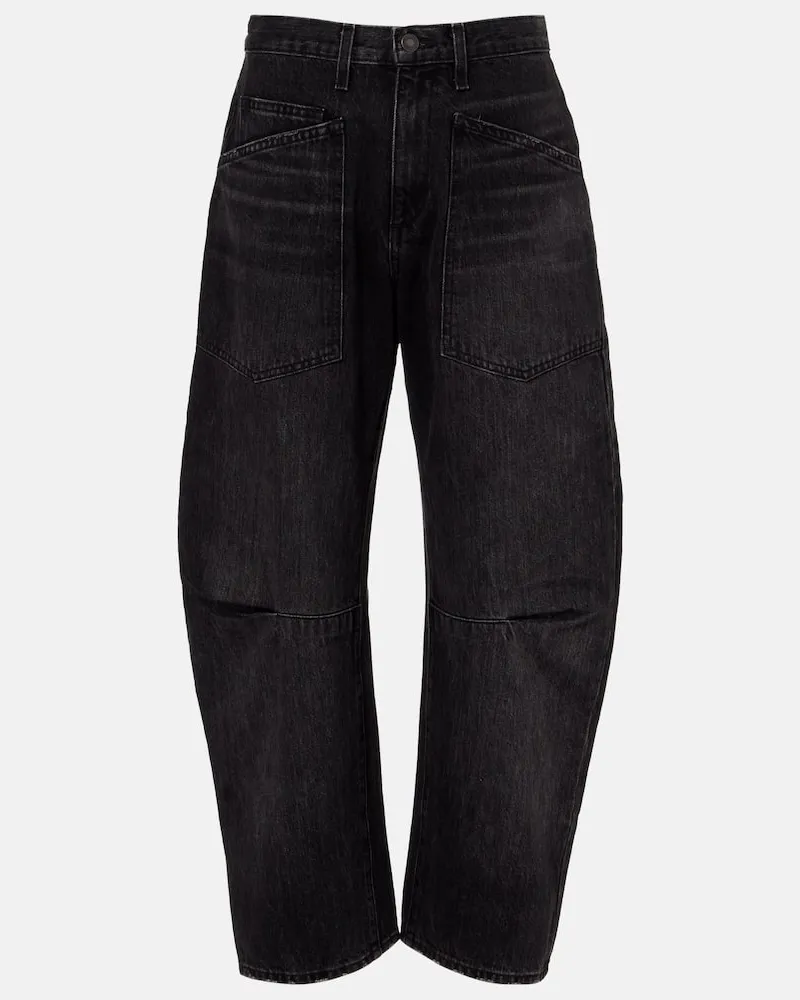 Nili Lotan Mid-Rise Barrel Jeans Shon Schwarz