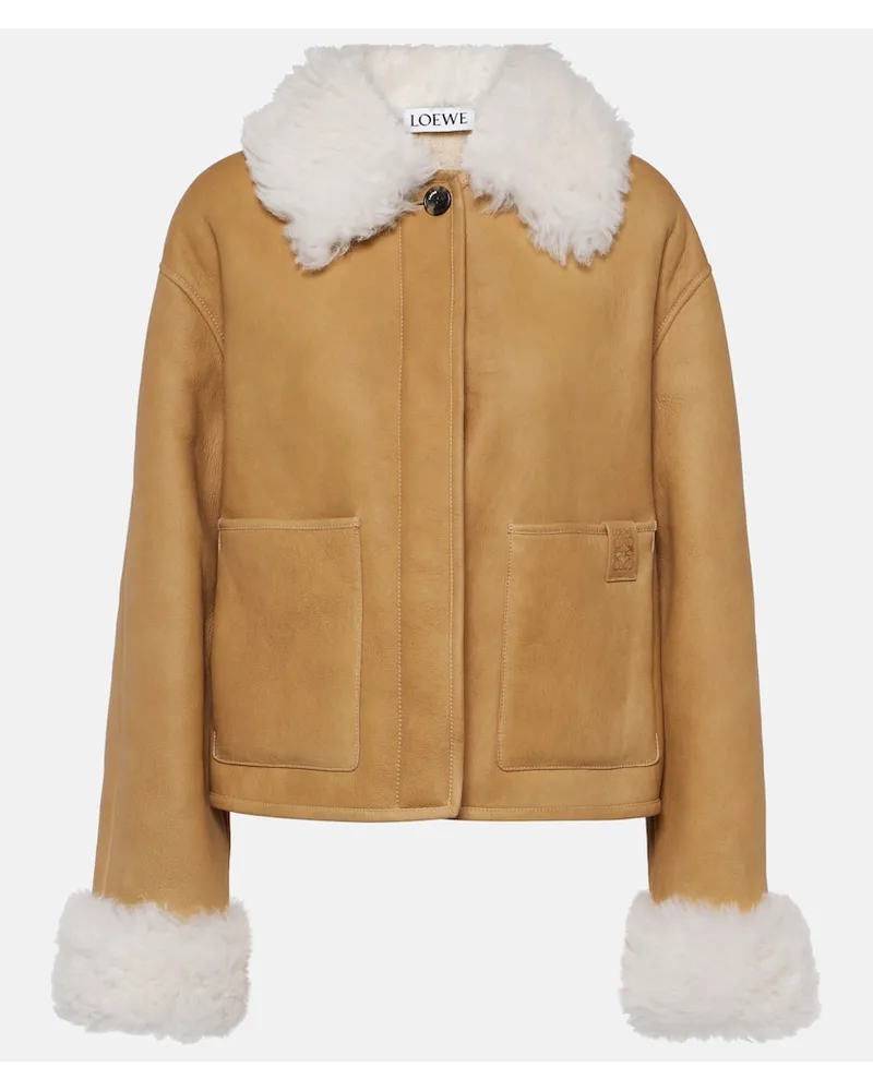 Loewe Lederjacke mit Shearling Braun