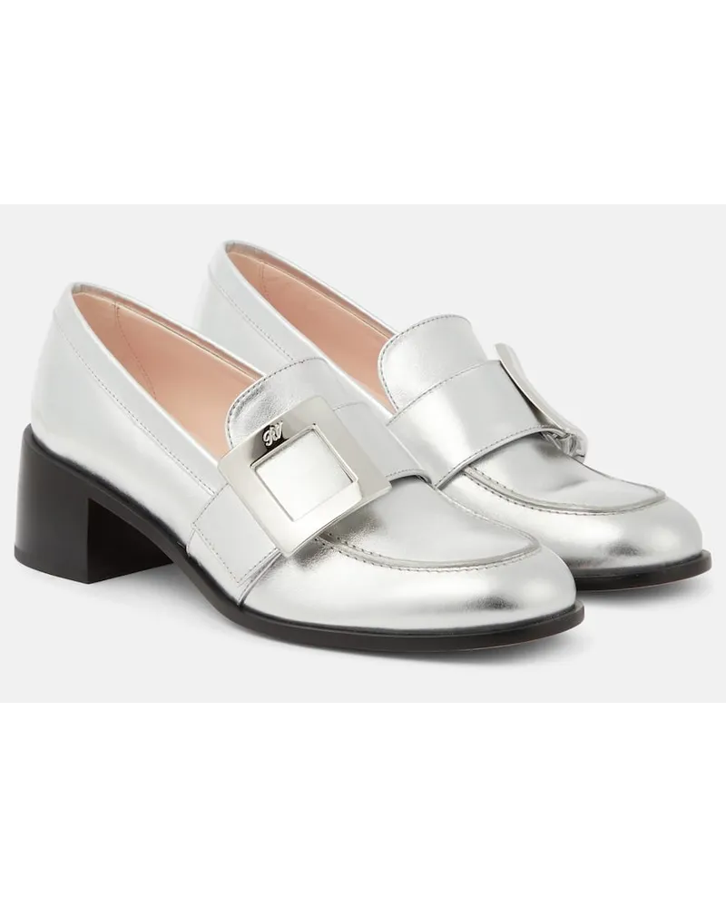 Roger Vivier Loafers Viv' Rangers aus Metallic-Leder Silber