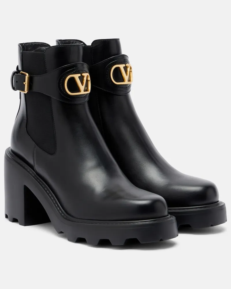 Valentino Garavani Ankle Boots Beatle VLogo aus Leder Schwarz