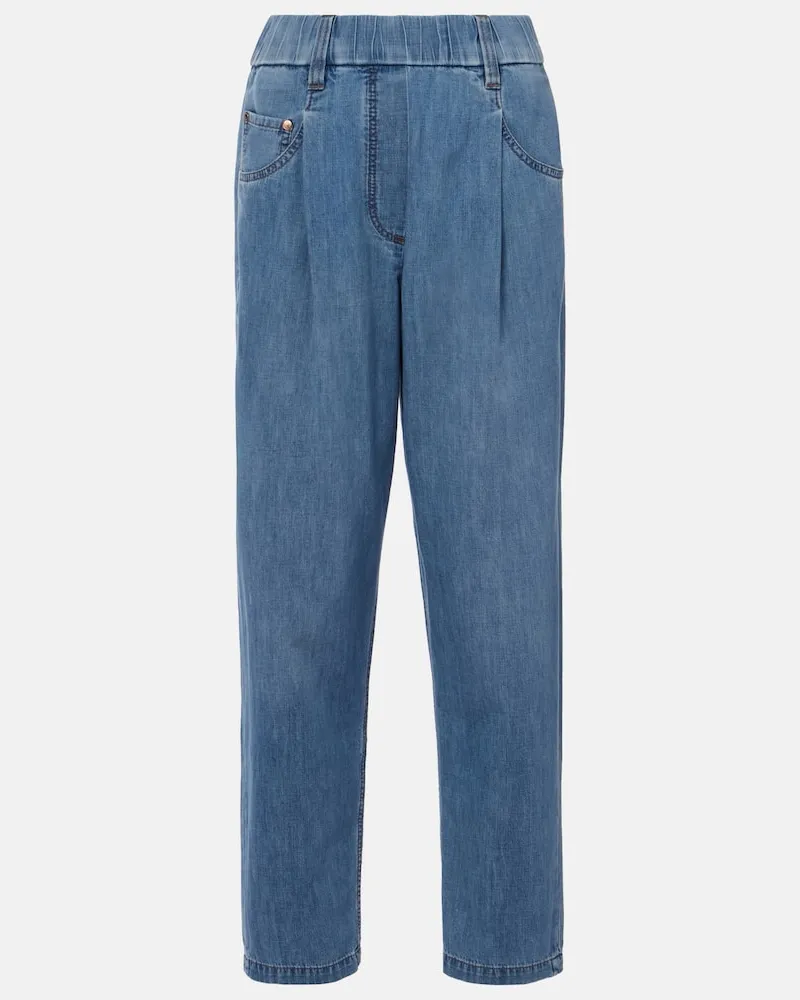 Brunello Cucinelli High-Rise Straight Jeans Blau