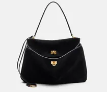 Schultertasche Rodeo Medium aus Veloursleder