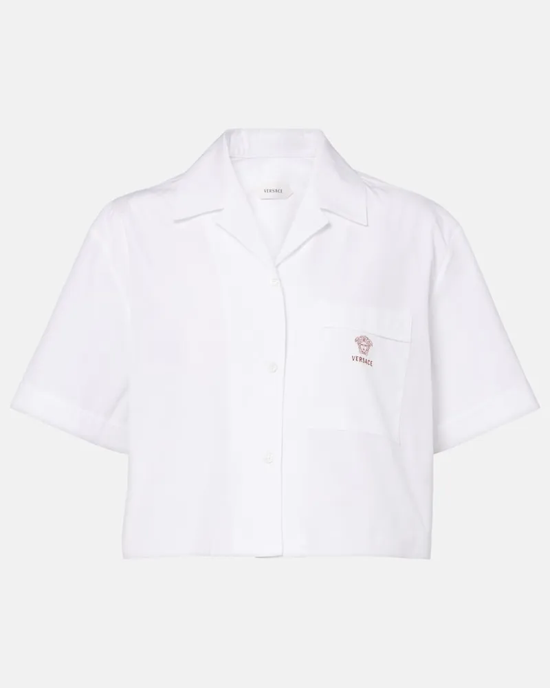 Versace Cropped-Hemd aus Baumwollpopeline Weiß