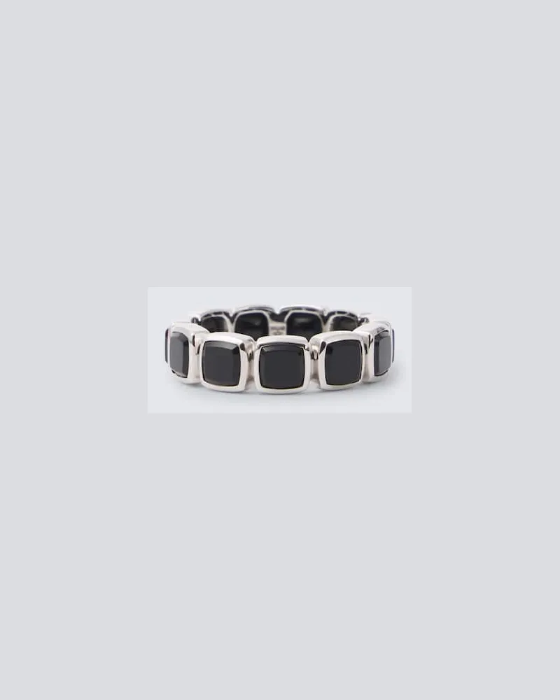 Tom Wood Ring Cushion aus Sterlingsilber mit Onyx Silber