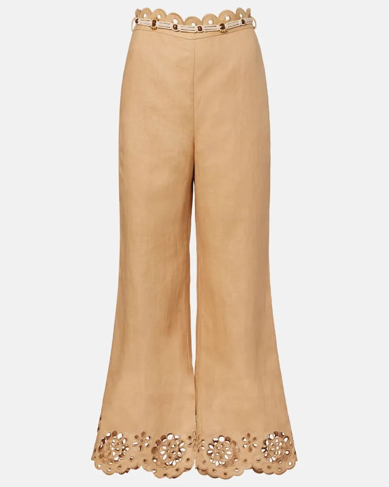 Zimmermann Cropped-Schlaghose Awaken aus Leinen Beige