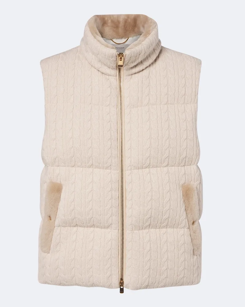 AGNONA Wattierte Weste aus Kaschmir Beige