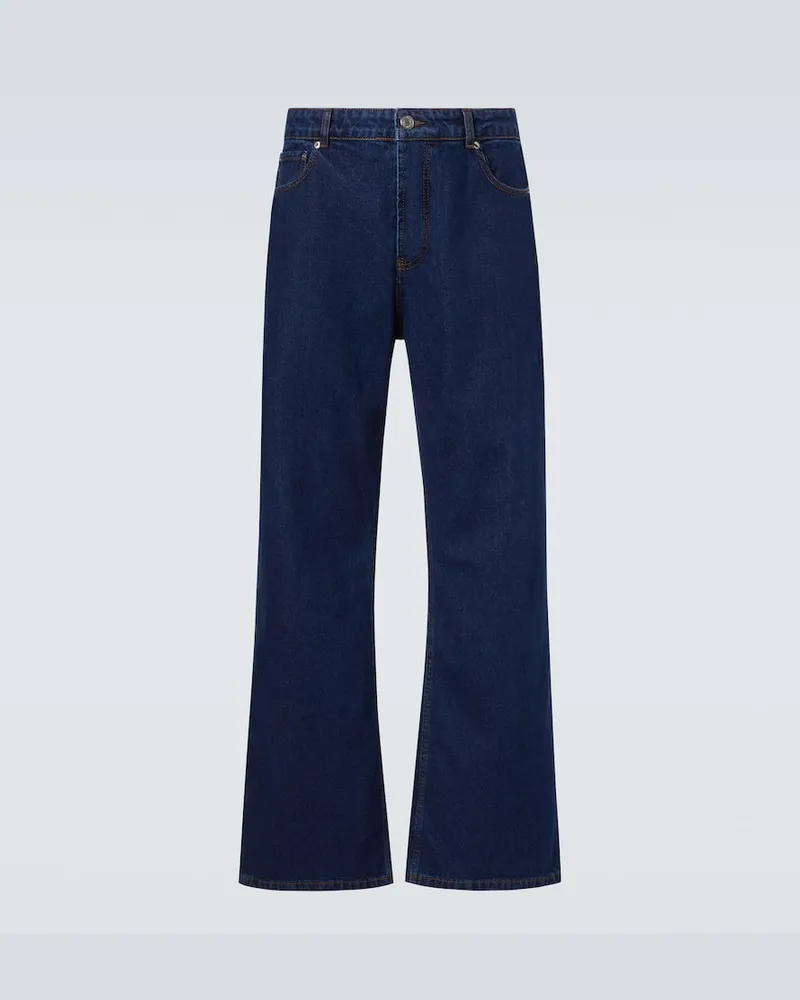 AMI Paris Mid-Rise Wide-Leg Jeans Blau