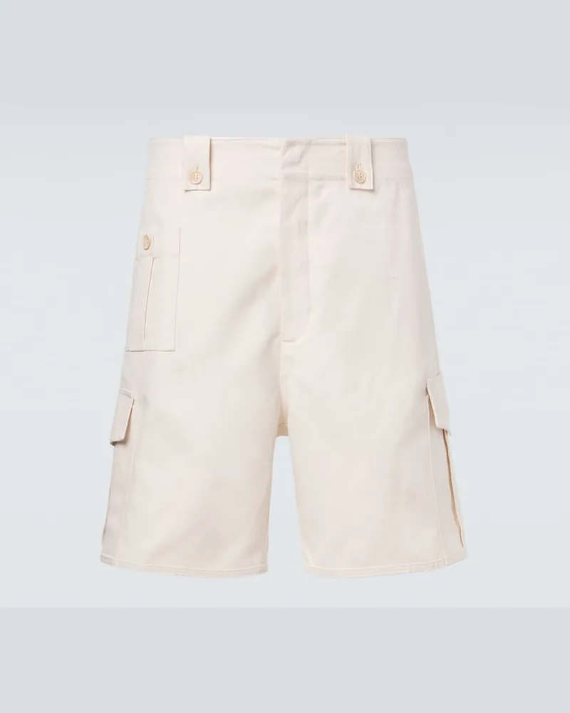 Brunello Cucinelli Cargo-Shorts aus Baumwolle und Leinen Weiß