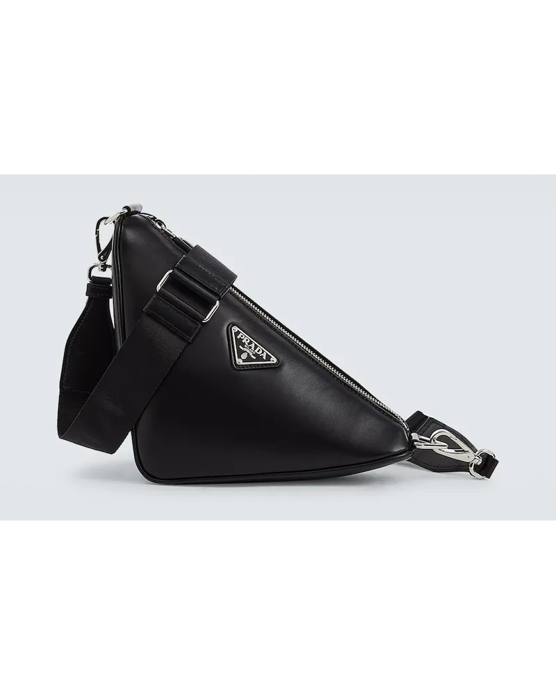 Prada Messenger Bag Triangle aus Leder Schwarz