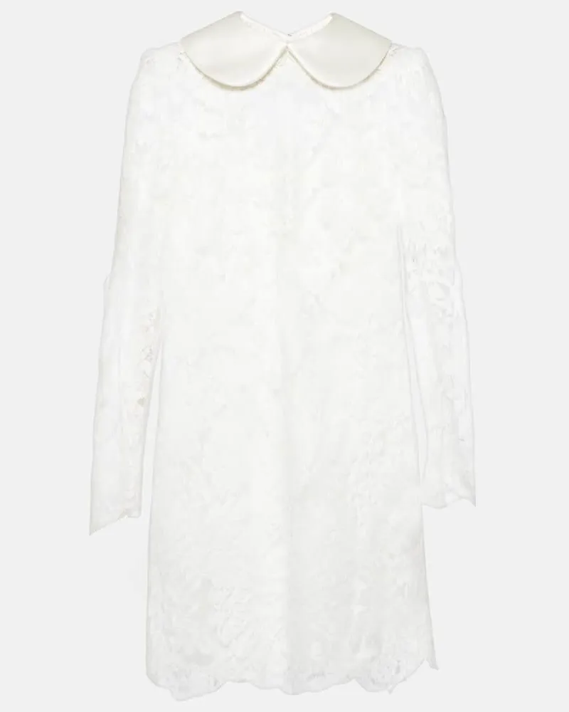 Dolce & Gabbana Minikleid aus Spitze und Seide Weiß