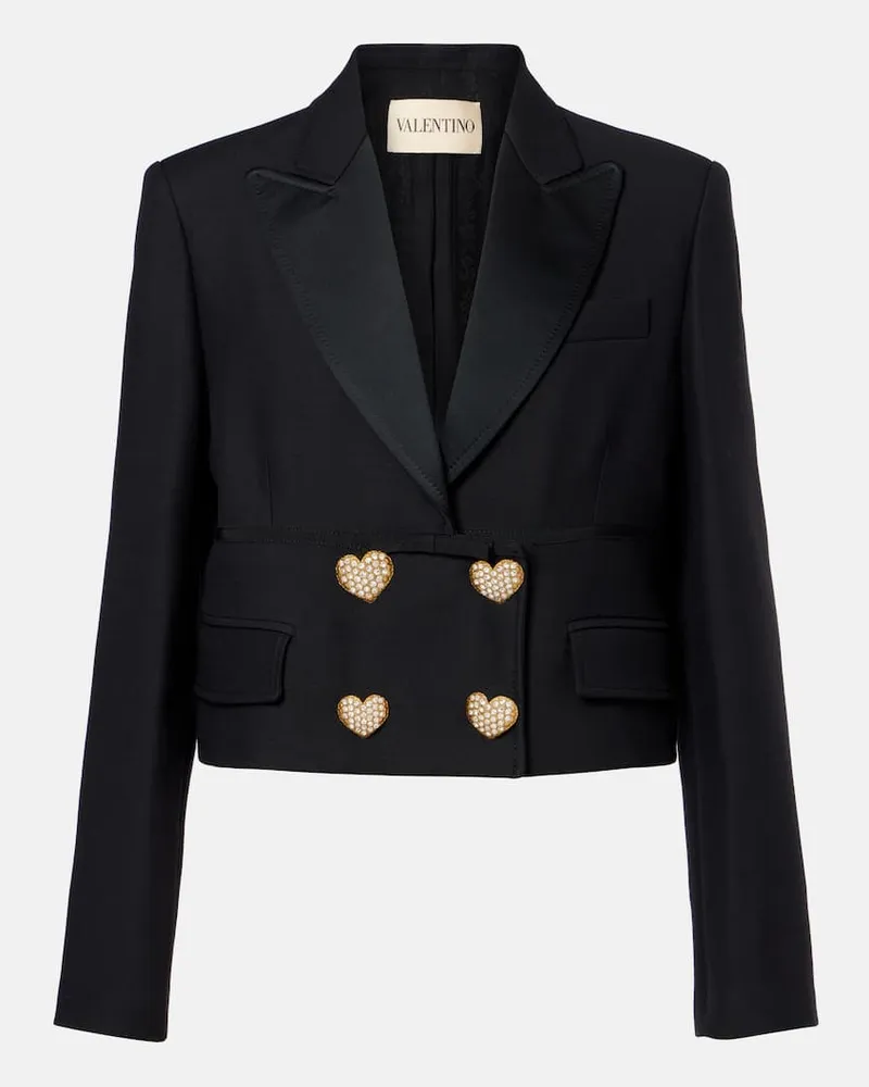Valentino Garavani Blazer aus Wolle und Seide Schwarz
