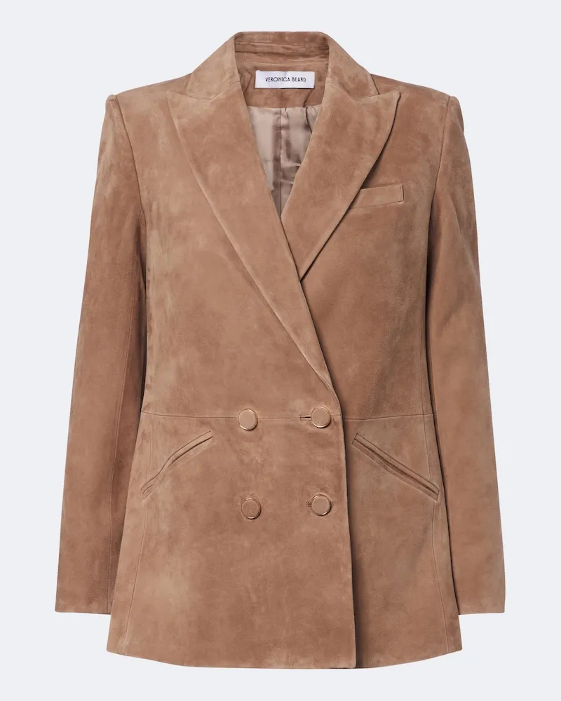 Veronica Beard Jacke Oria Dickey aus Veloursleder Beige