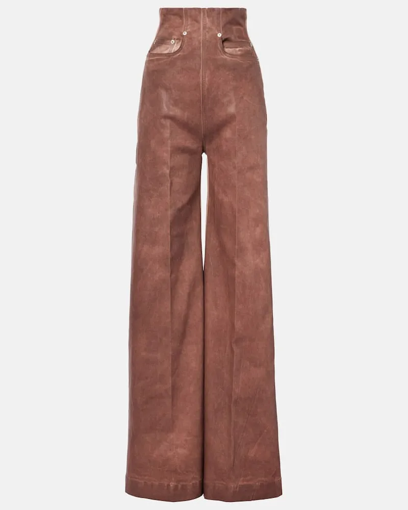 Rick Owens High-Rise Wide-Leg Jeans Dirt Cooper Orange